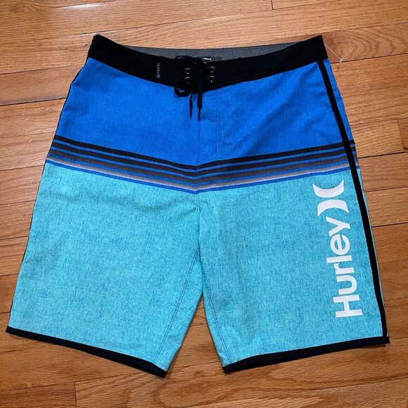 Hurley Phantom Mens 9" Swim Surf Board Shorts Size 30 Blue WORN TWICE EXCELLENT - Picture 2 of 9